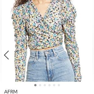 AFRM Multicolor Floral Puff Sleeve Blouse